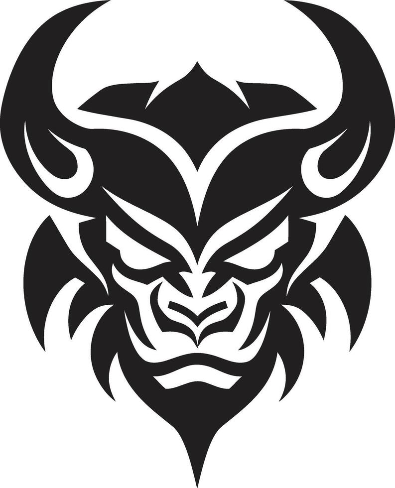 Shadowed Oni Emblem Intricate Black Icon with Japanese Flair Japanese Demon Icon Stylish Oni Head in Black for Modern Branding vector