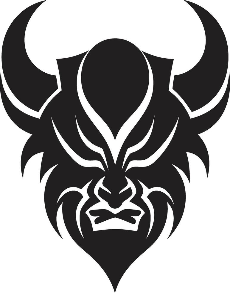 Contemporary Oni Mask Sleek Design with a Mysterious Touch Elegant Oni Noir Stylish Black Logo for a Captivating Brand Image vector