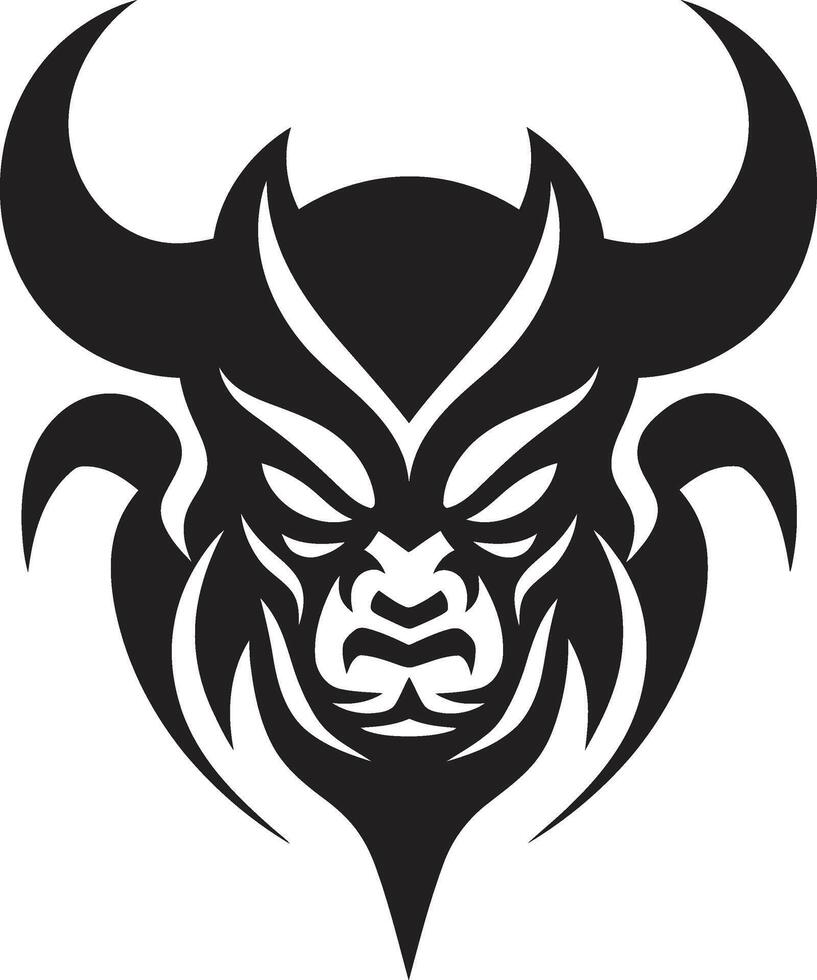 Japanese Demon Icon Stylish Oni Head in Black for Modern Branding Sleek Oni Noir Elegant Logo Design with a Mysterious Touch vector