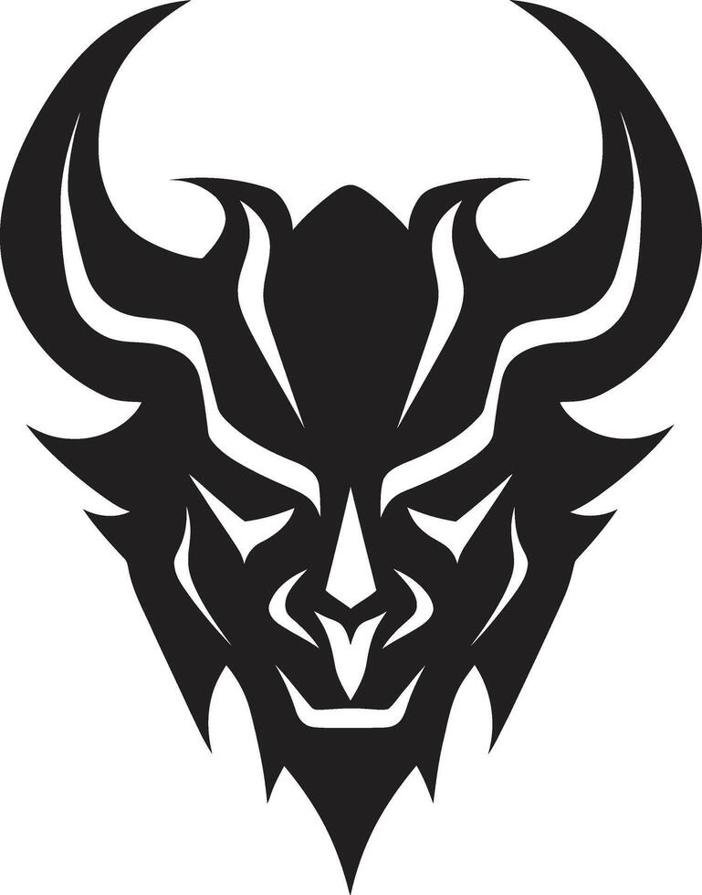 Oni Face Sleek Black Emblem for Modern Look Sinister Oni Mask Shadowy Black Logo Design vector