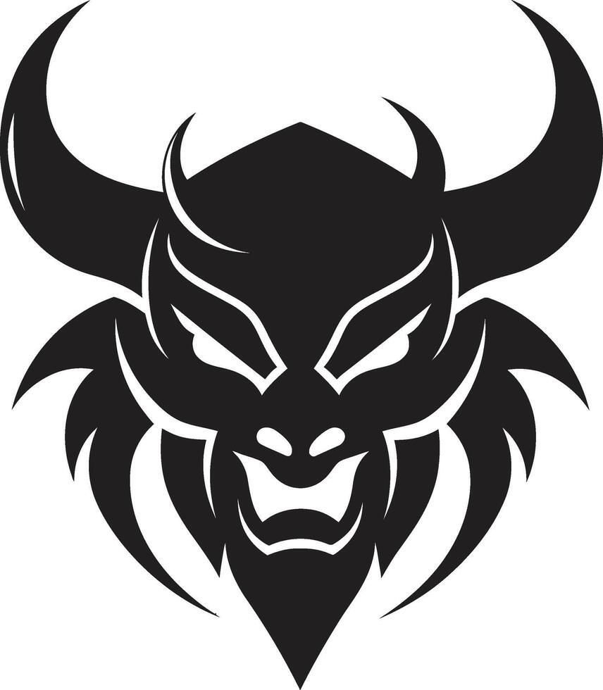 Mystical Oni Head Symbol Dark Icon Design Oni Face Sleek Black Emblem for Modern Look vector