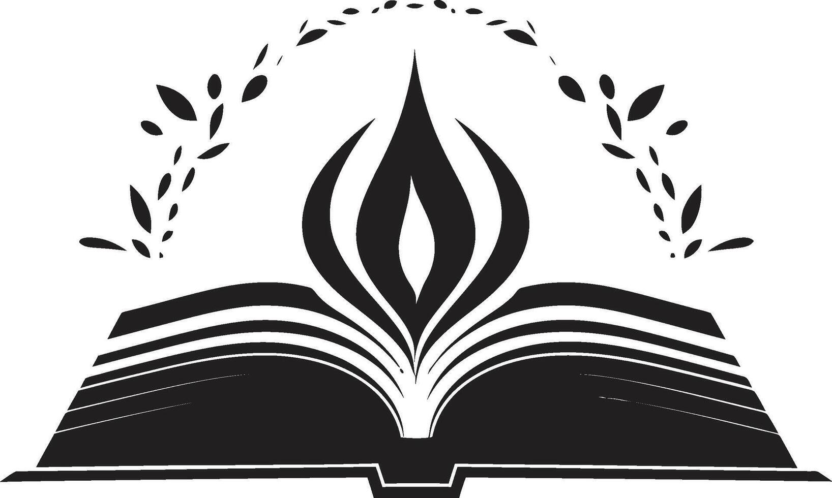 noir conocimiento emblema pulcro negro logo con abierto libro ilustración elegante libro revelando oscuro diseño con intrincado libro Arte vector