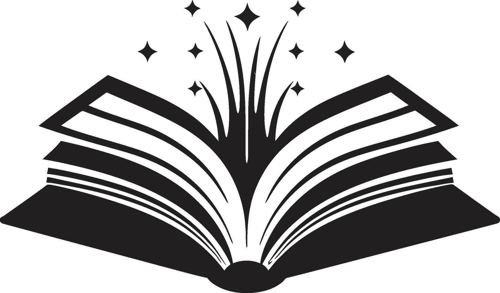 Opened Wisdom Emblem Chic Illustration in Noir Pages of Insight Unveiled Stylish Black Icon with Elegant Book Design vector
