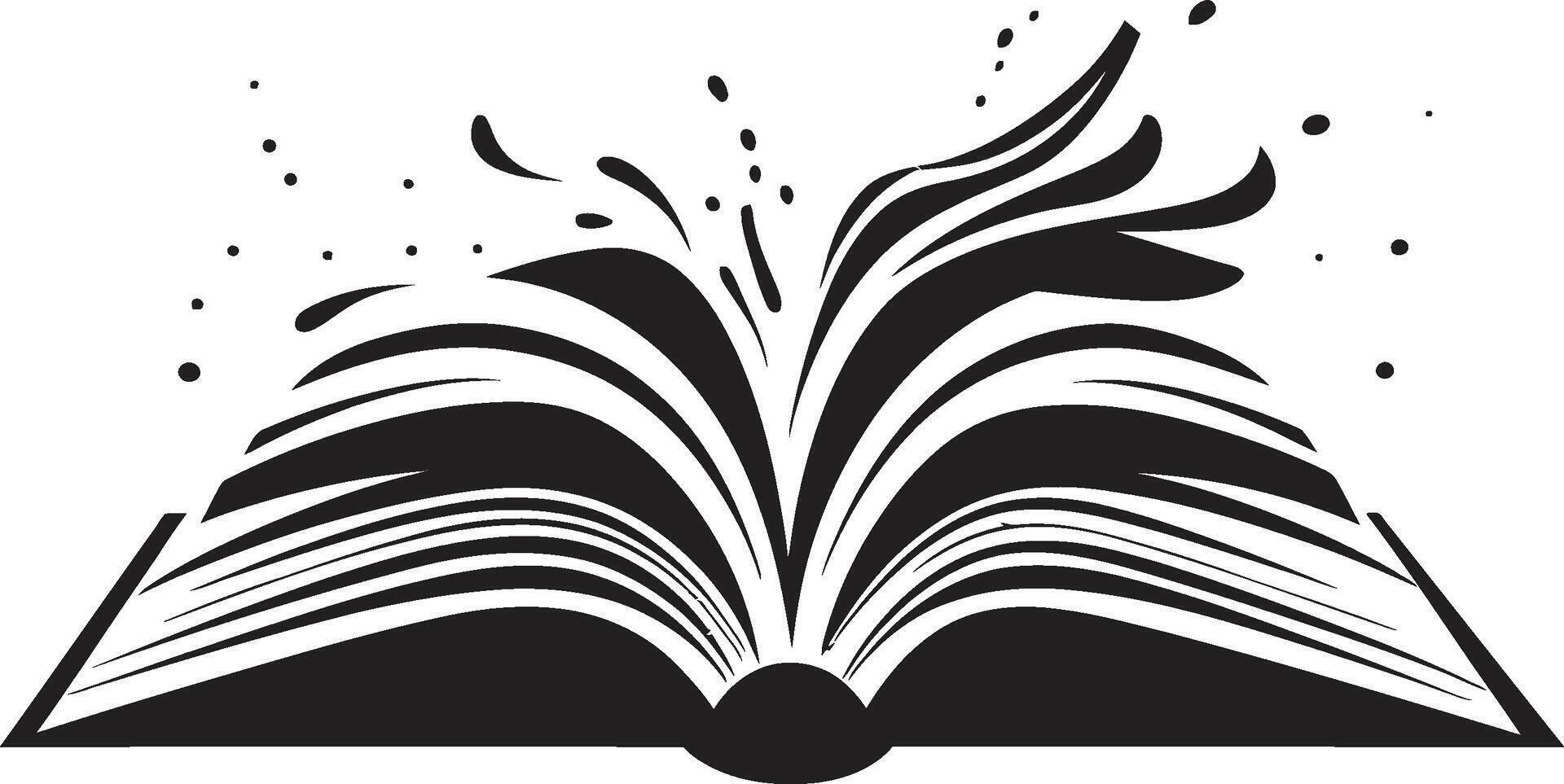 Literary Unleashing Chic Black Emblem with Open Book Art Opened Wisdom Graphic Sleek Black Logo with Elegant Design vector