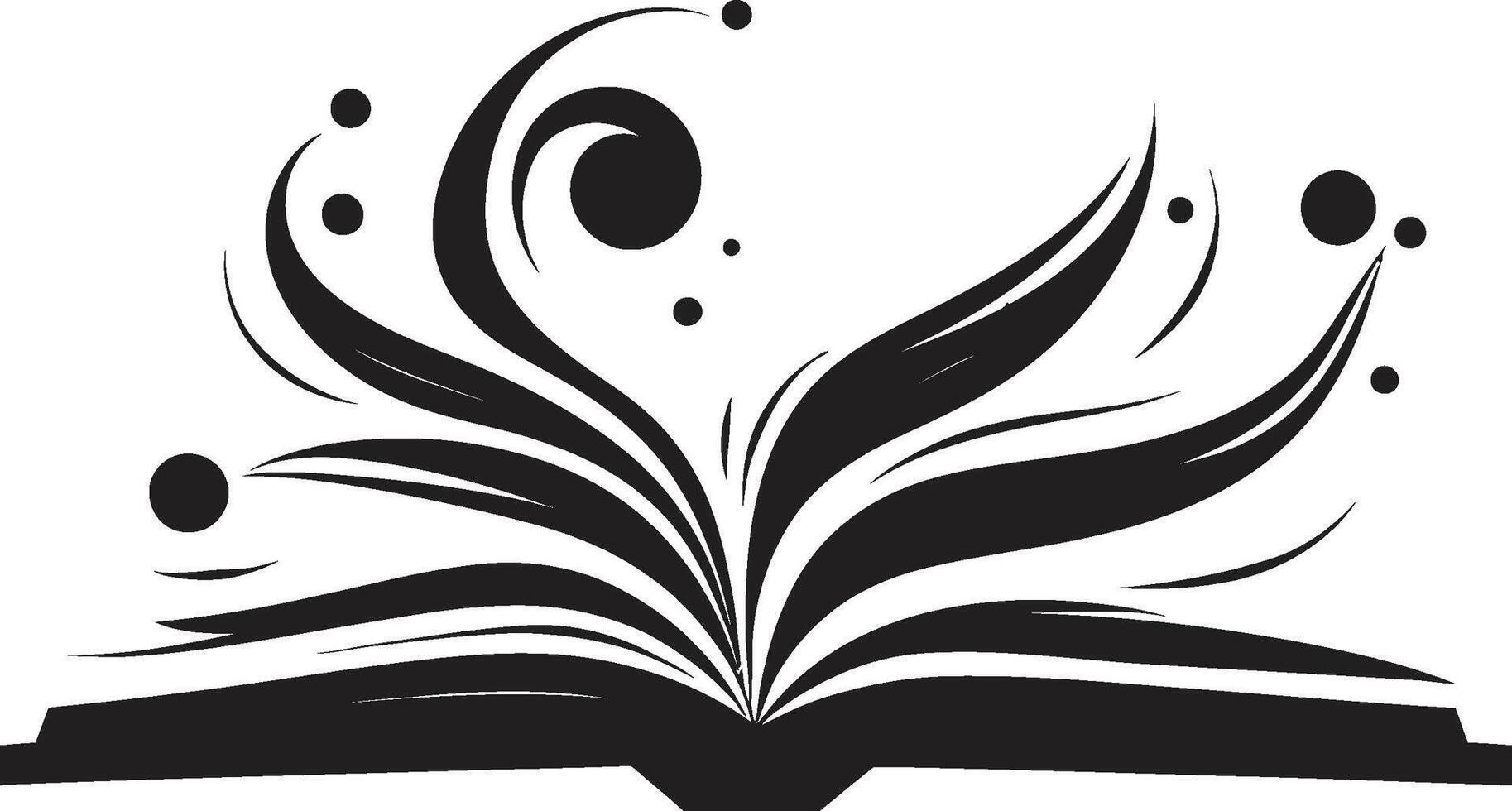 Opened Book Graphic Stylish Illustration with Elegant Design Noir Knowledge Unveiled Sleek Black Logo with Open Book Art vector