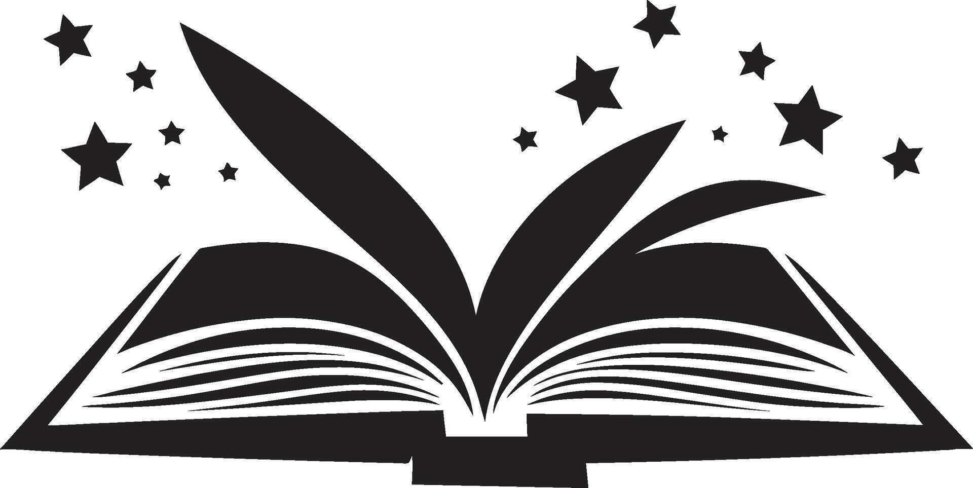 Literary Unveiling Graphic Chic Logo for Modern Branding Pages of Wisdom Stylish Black Icon with Open Book Illustration vector