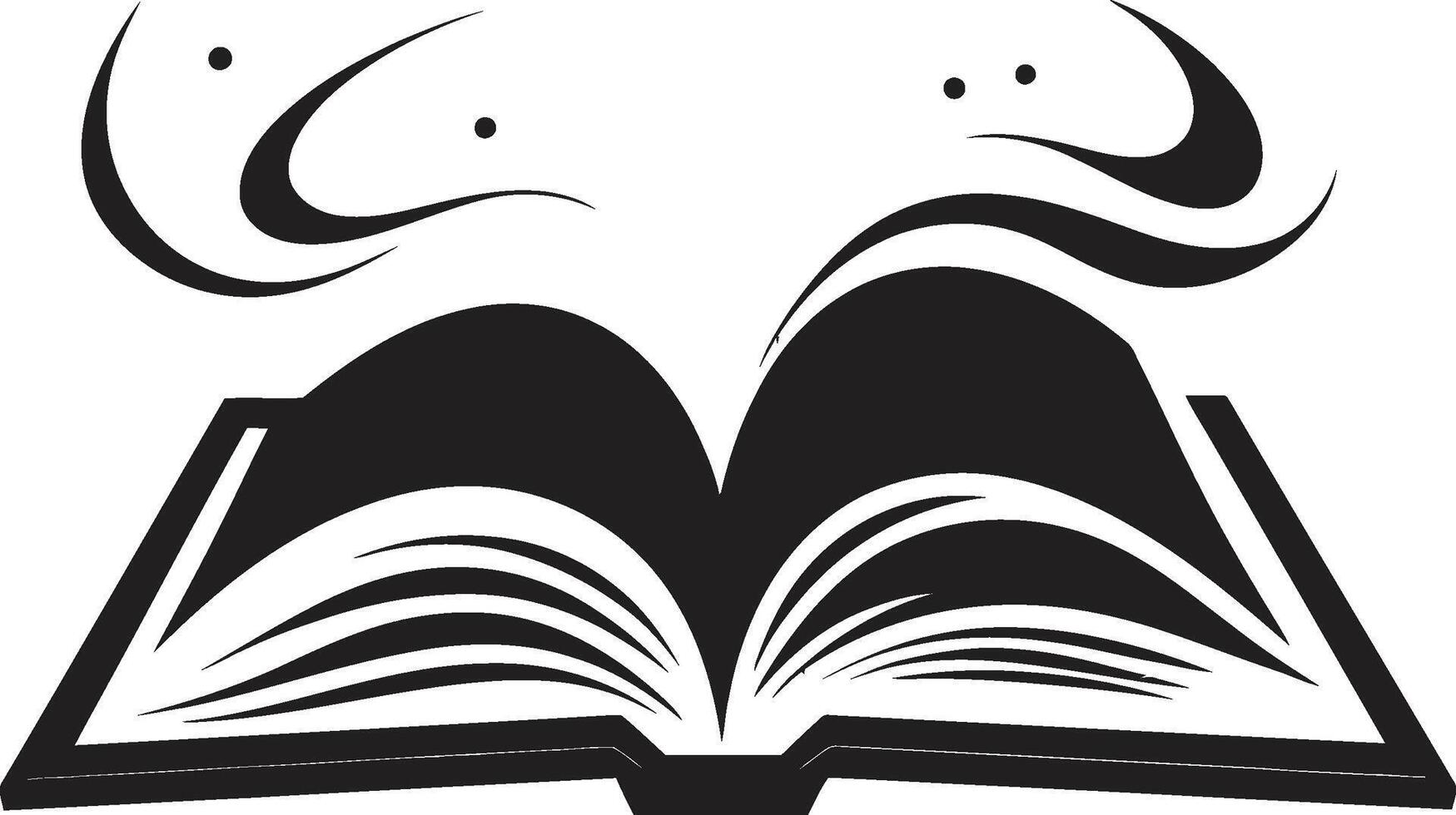 Opened Book Pages Elegant Black Logo Design for a Striking Identity Black Book Unveiled Stylish Icon for Modern Branding vector