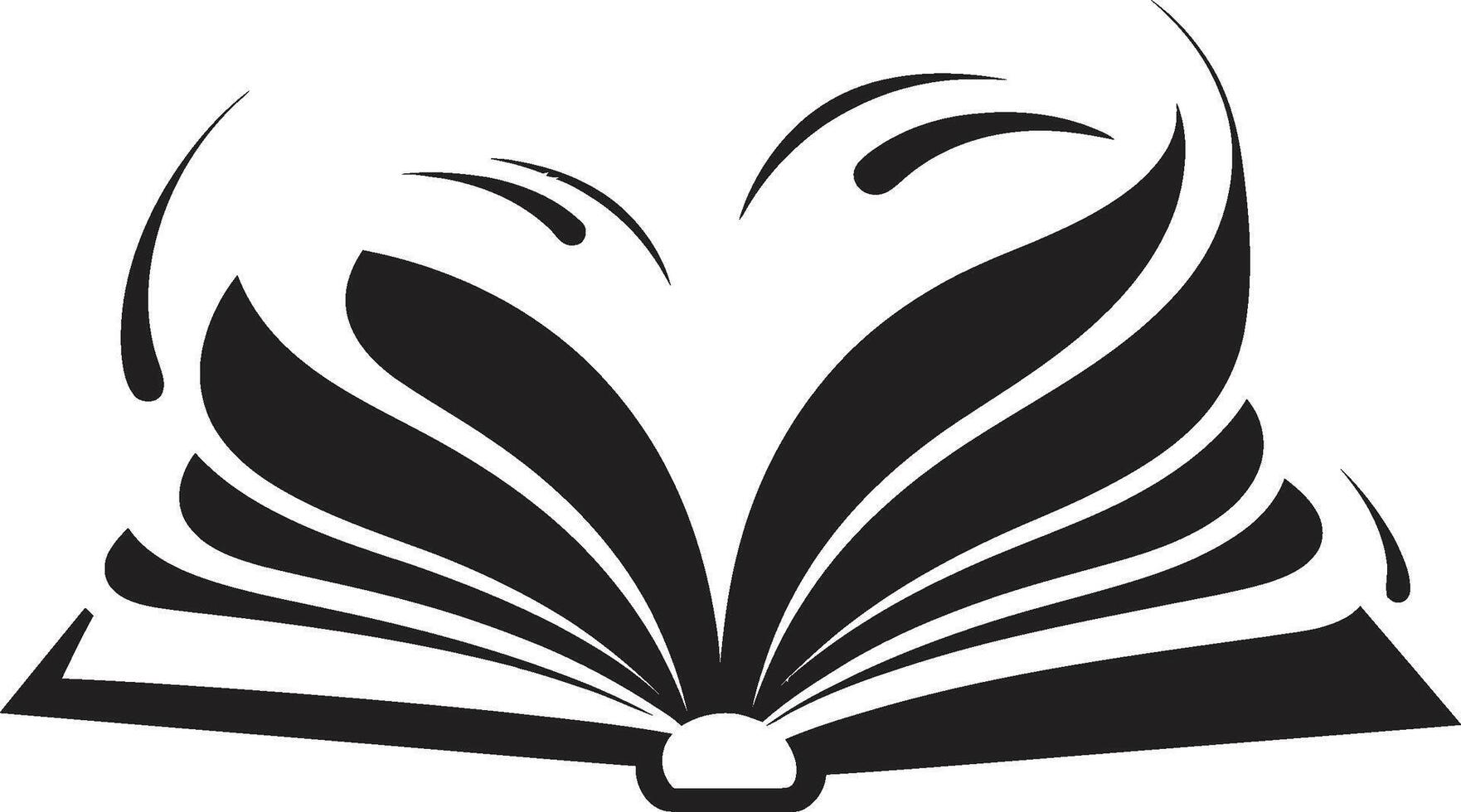 Wisdom Unleashed Graphic Chic Black Logo with Open Book Design Contemporary Reading Elegant Icon with Open Book Illustration vector