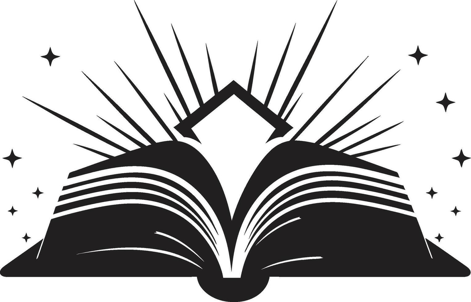 Contemporary Reading Elegant Icon with Open Book Illustration Noir Book Pages Stylish Black Emblem for a Modern Brand Image vector