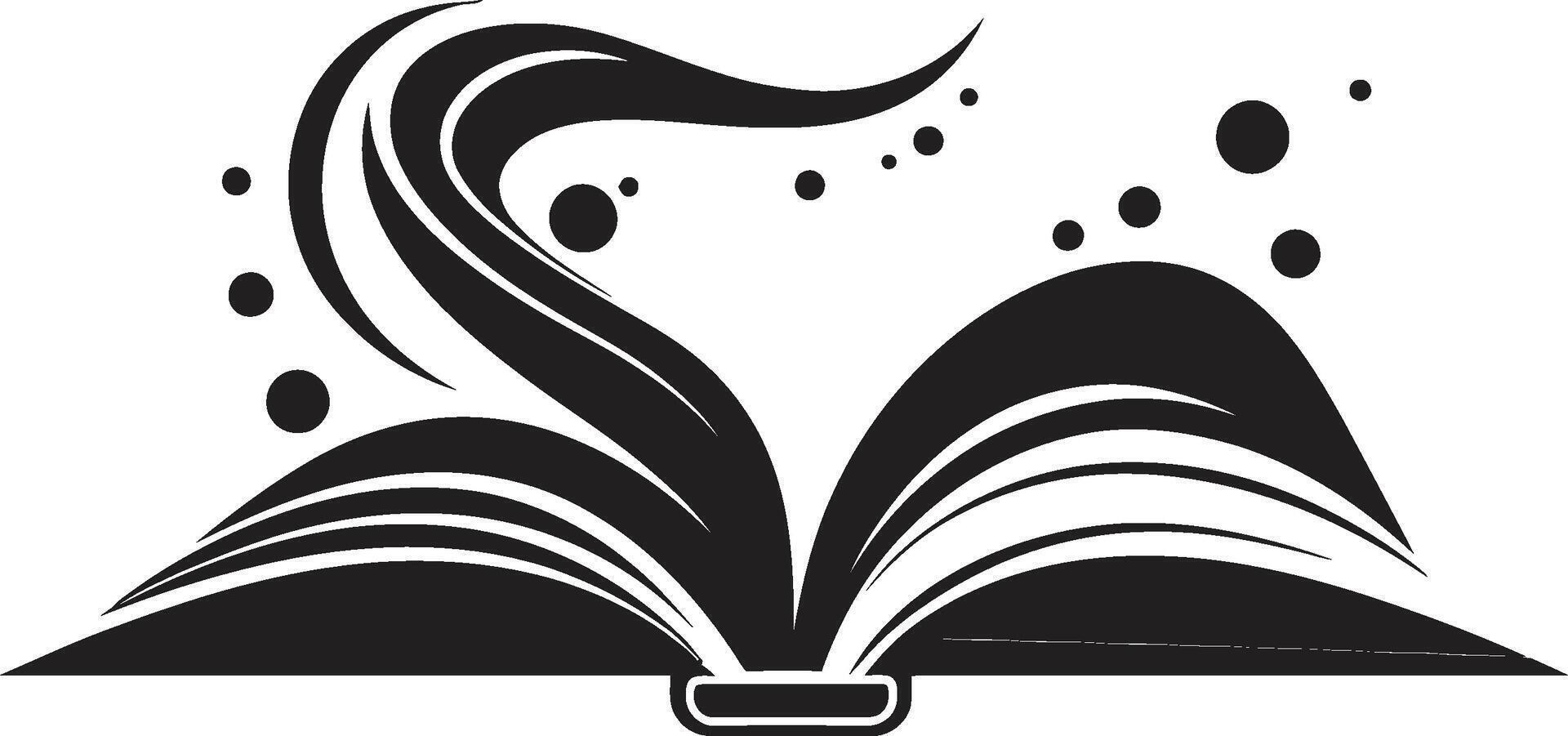 leyendo experiencia icono pulcro negro logo con abierto libro diseño abrió sabiduría emblema elegante ilustración en noir vector