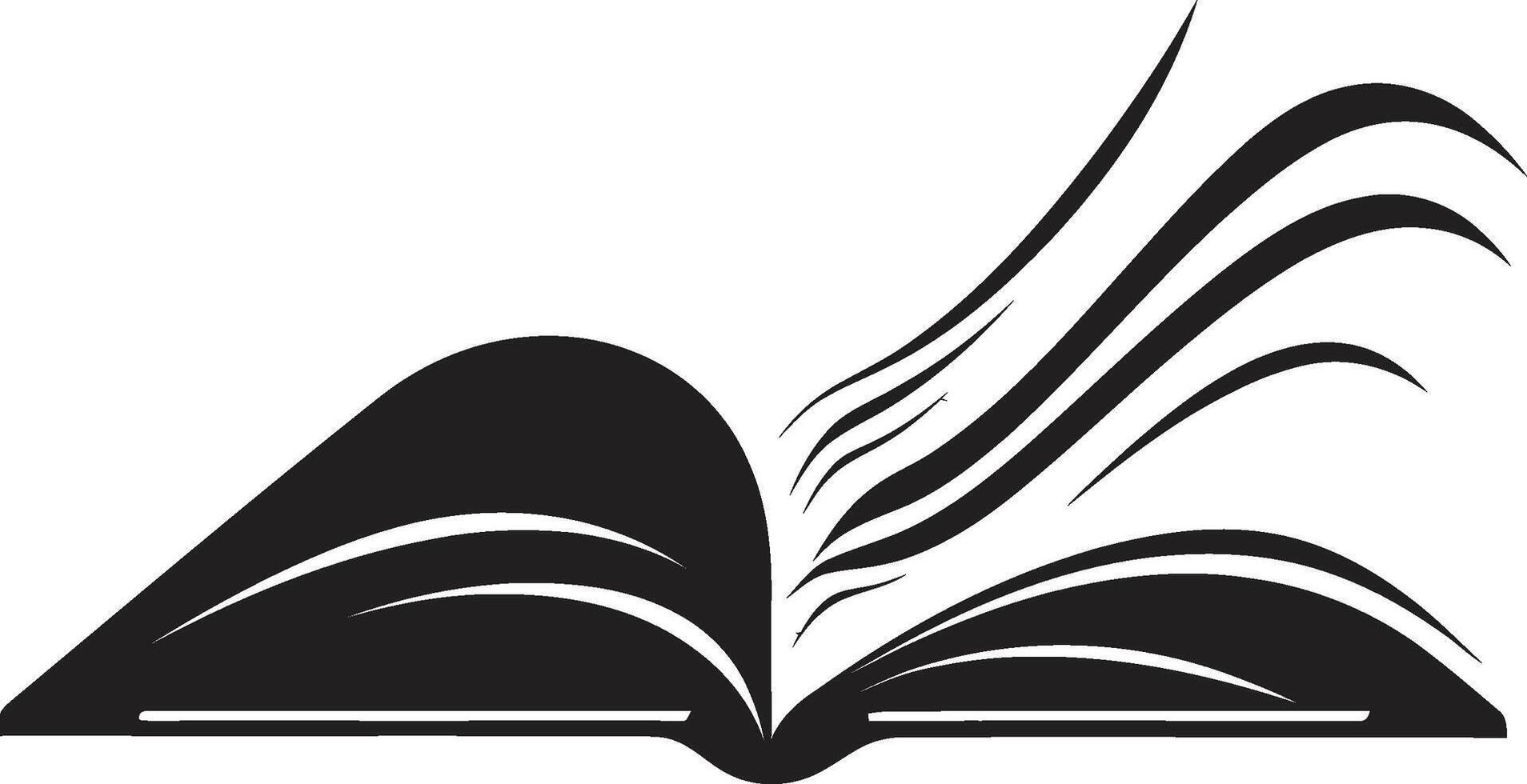 Book Unleashed Noir Inspired Icon with Elegant Design Open Book Pages Sleek Black Logo Design for Literary Appeal vector