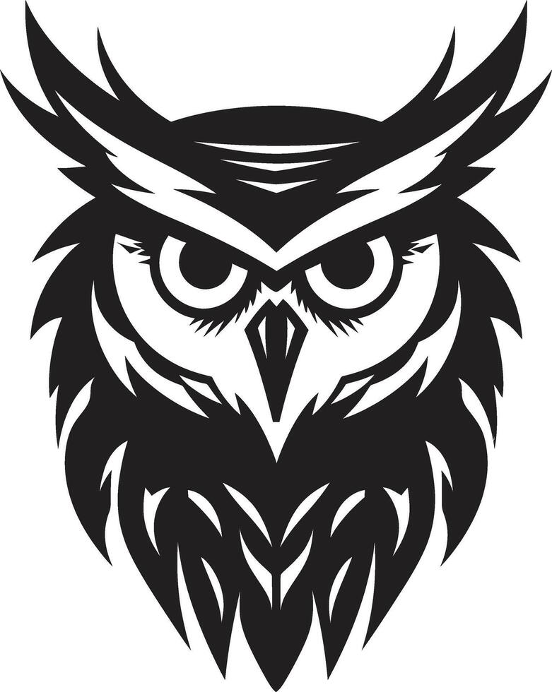 Nocturnal Guardian Emblem Stylish Owl Logo Design Shadowed Owl Graphic Chic Black Emblem with a Modern Twist vector