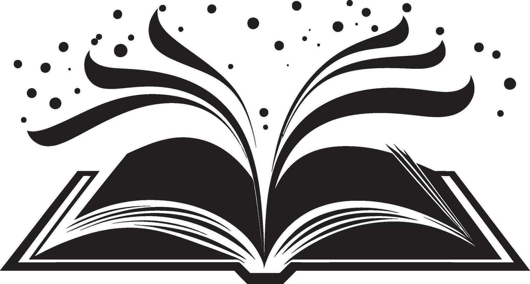 Enlightening Chic Black Emblem with Open Book Design Pages of Wisdom Intricate Black Logo for a Modern Look vector