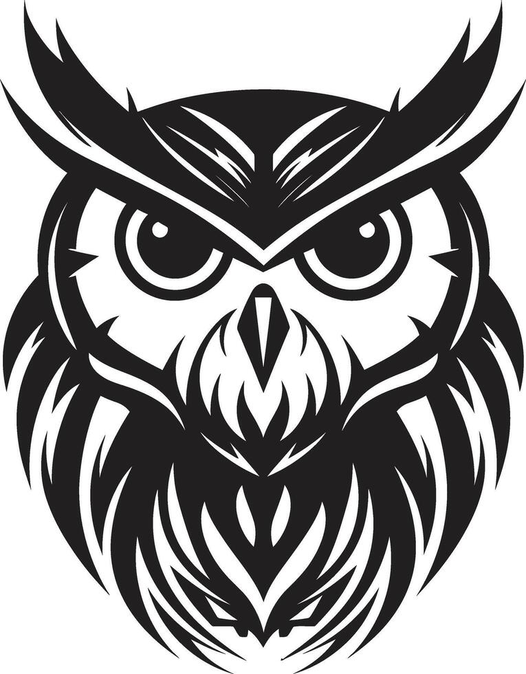 Eagle eyed Insight Modern Art with Owl Emblem Moonlit Owl Graphic Intricate Black Logo Design for a Striking Branding vector