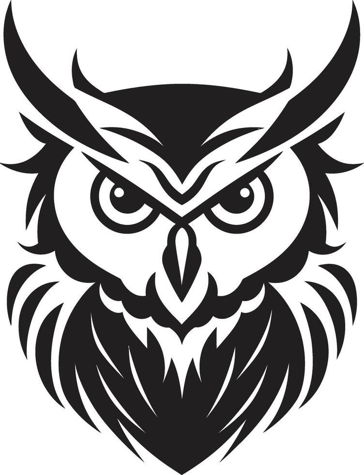 Eagle eyed Wisdom Stylish Owl Illustration Shadowed Owl Graphic Elegant Black Icon with a Modern Twist vector