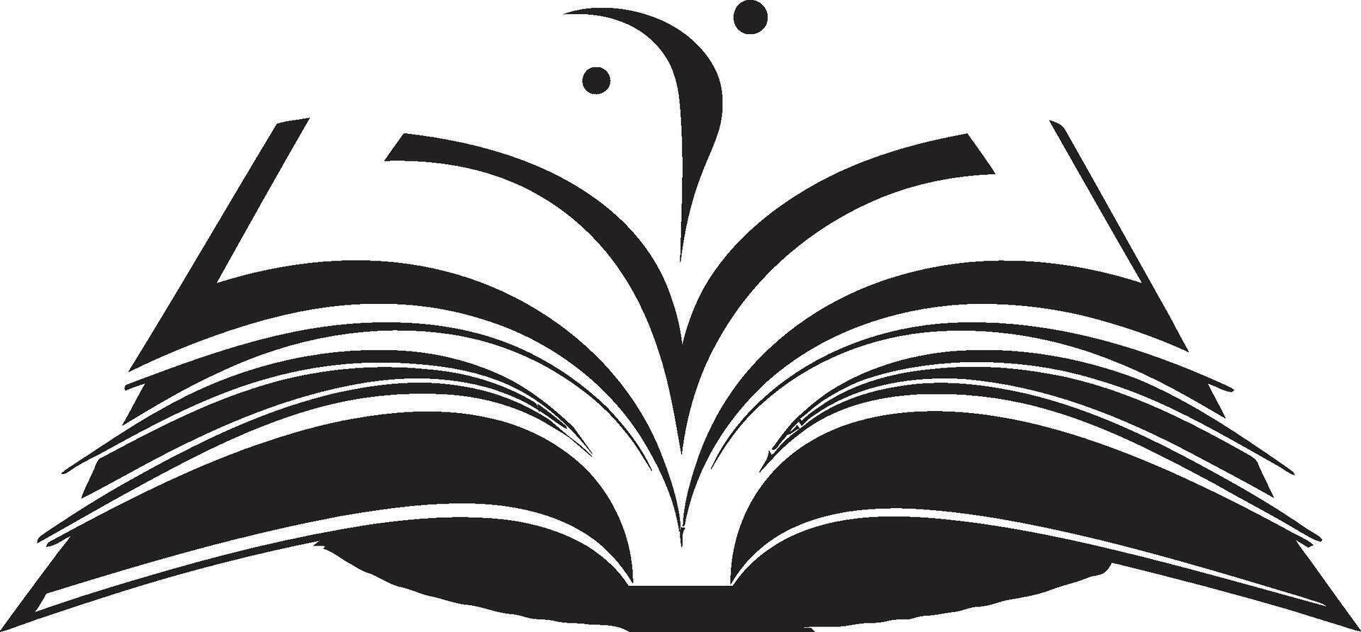 Opened Wisdom Graphic Sleek Black Logo with Elegant Design Noir Book Pages Intricate Illustration for a Captivating Look vector