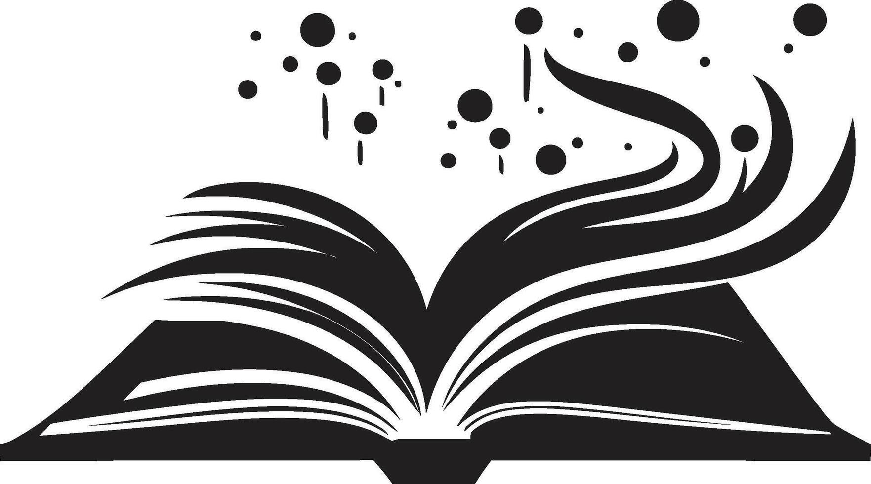 Elegant Pages Dark Icon Design with Sleek Open Book Illustration Unveiling Wisdom Symbol Chic Black Logo with Book Art vector