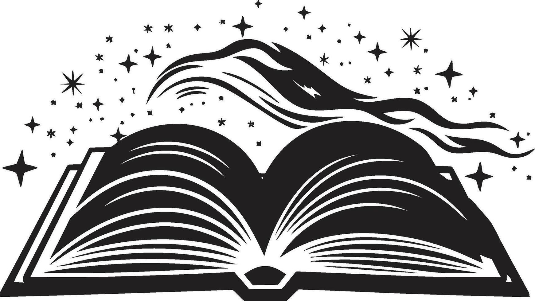 Pages Unleashed Stylish Noir Emblem Illustration for Literary Identity Book Elegance Chic Black Icon Design with Modern Touch vector