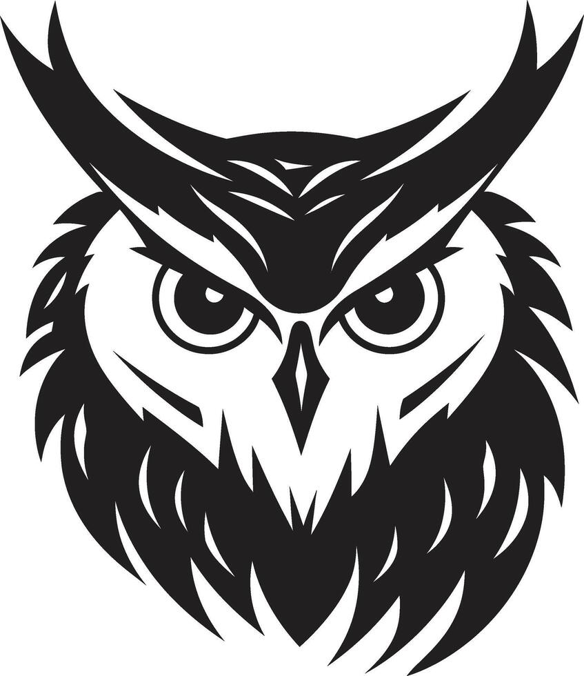Mystical Nocturne Intricate Logo with Owl Design Night Vision Chic Black Emblem with a Touch of Mystery vector