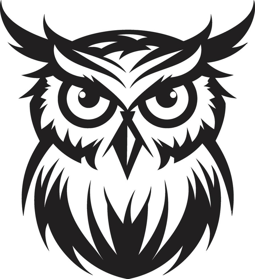 águila ojos visión elegante Arte con noir búho emblema ensombrecido búho gráfico intrincado negro icono diseño para un moderno Mira vector