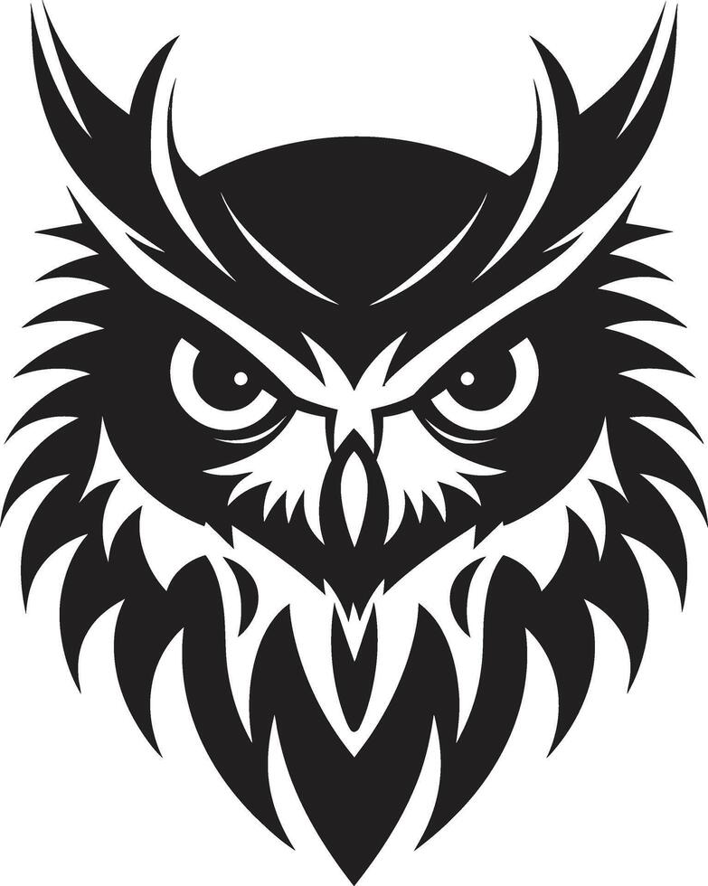 Contemporary Owl Symbol Sleek Art with a Touch of Mystery Mystical Nocturne Elegant Black Emblem with Owl Illustration vector