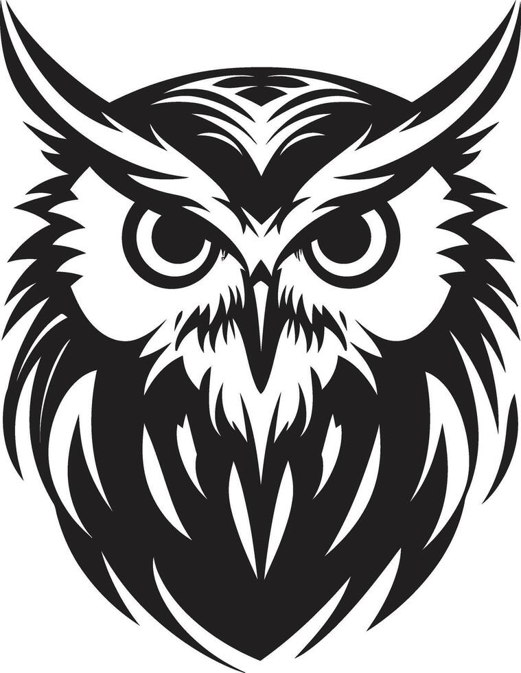 Night Vision Intricate Logo with Noir Black Owl Design Wise Guardian Emblem Contemporary Art with Elegant Owl Touch vector