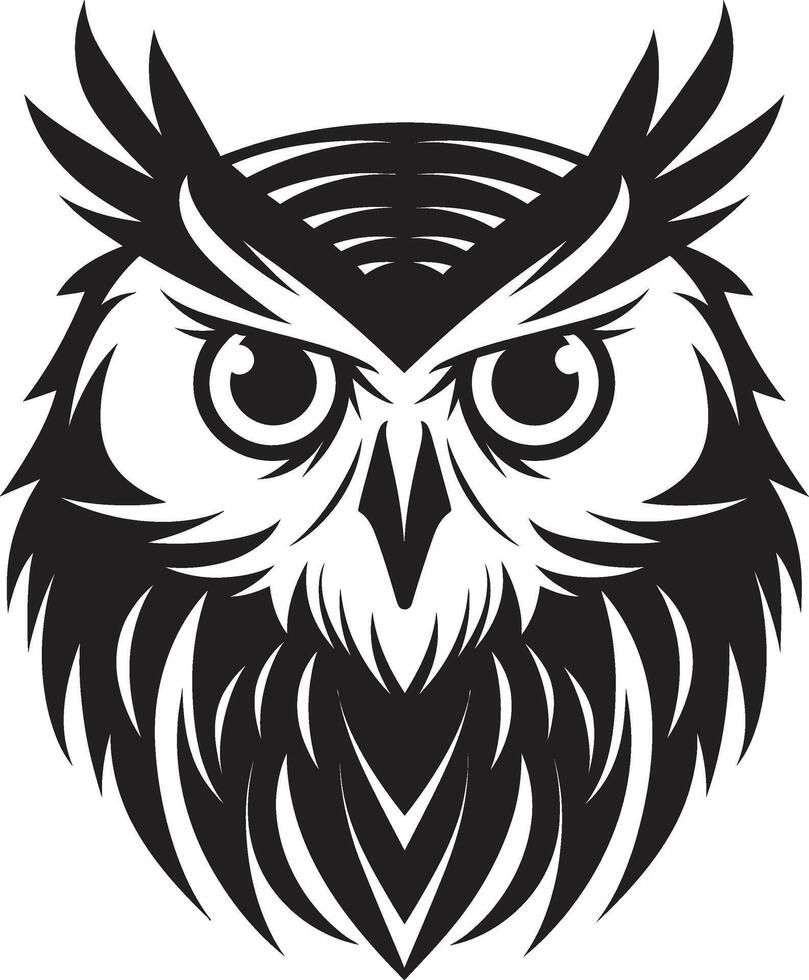 Contemporary Owl Symbol Sleek Art with a Touch of Mystery Mystical Nocturne Elegant Black Emblem with Owl Illustration vector