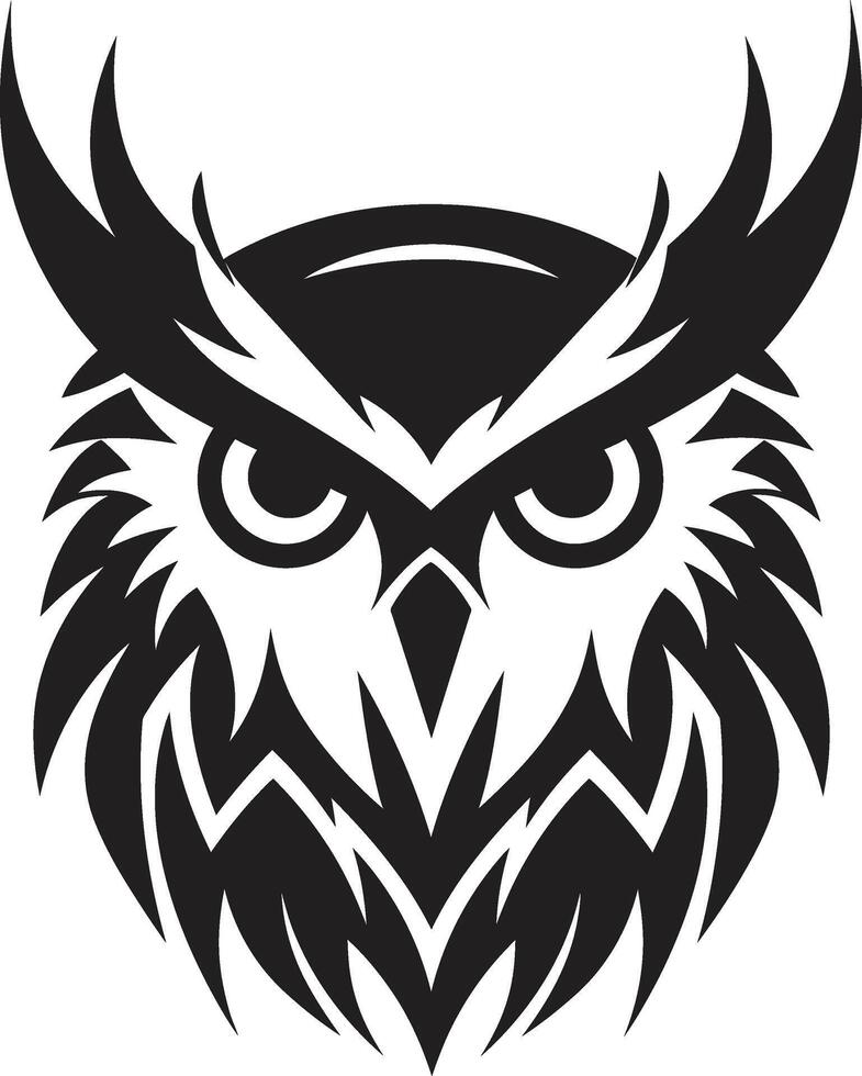 Noir Owl Profile Sleek Black Logo with a Touch of Mystery Night Vision Chic Owl Emblem Design with Elegant Art vector