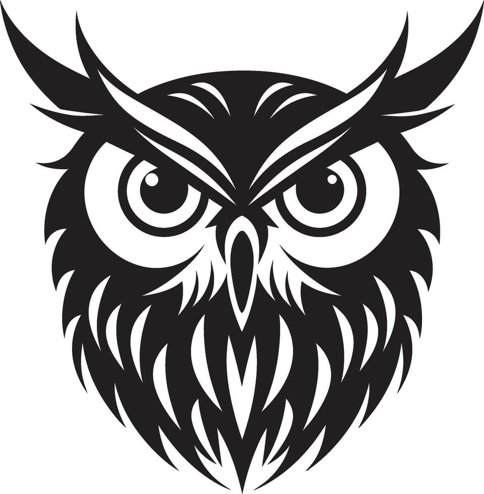 de luna búho gráfico elegante negro ilustración con elegante búho diseño águila ojos visión contemporáneo Arte con noir búho emblema vector