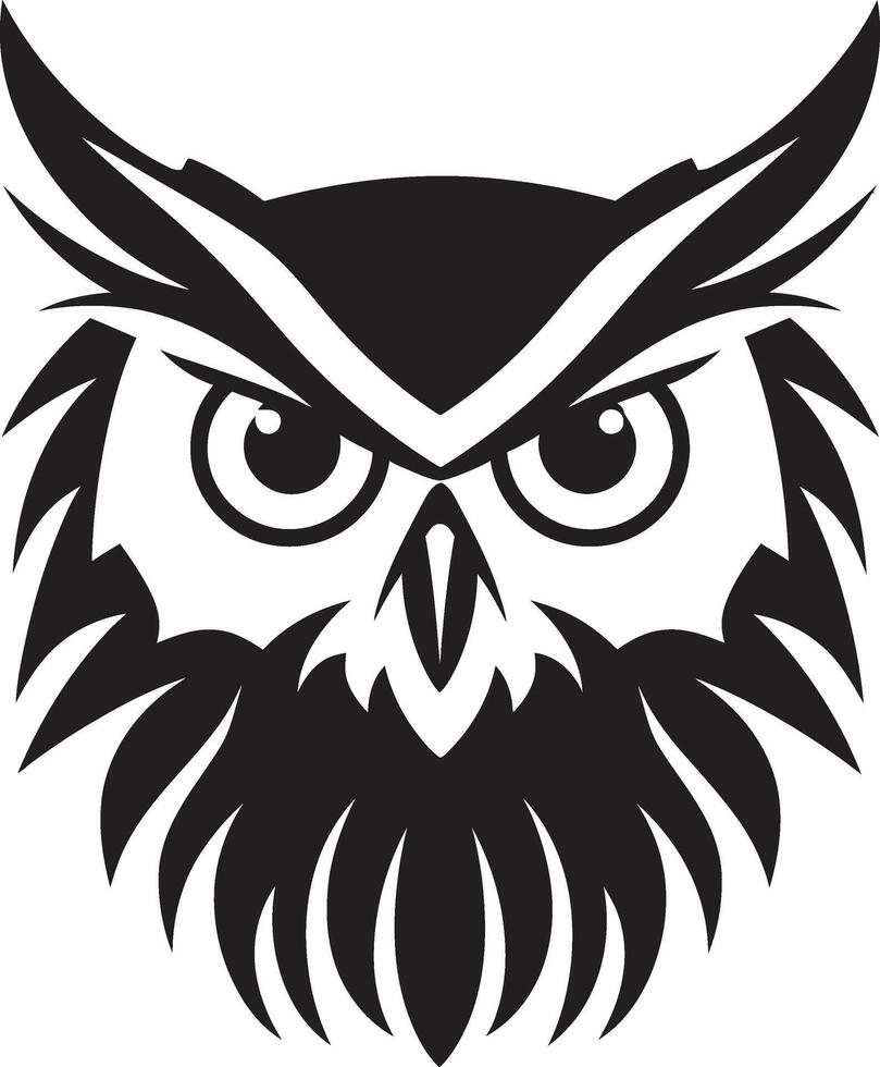 Moonlit Owl Graphic Intricate Black Logo Design for a Striking Branding Wise Guardian Elegant Black Icon with Owl Illustration vector