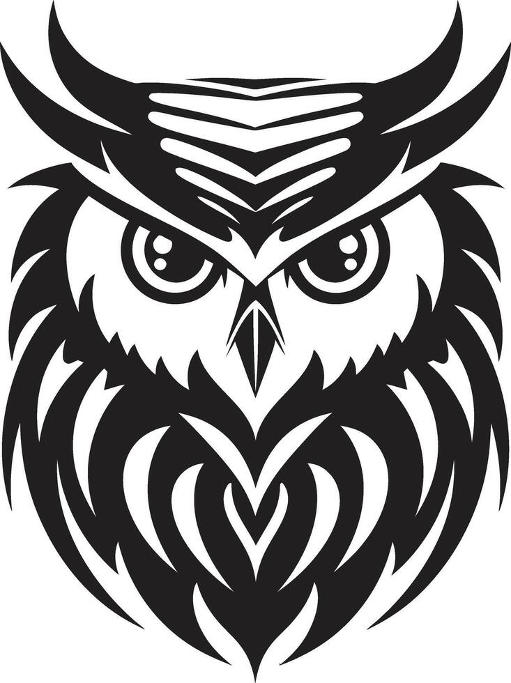 Wise Guardian Chic Black Icon with Elegant Owl Emblem Nocturnal Guardian Emblem Sleek Owl Logo Design vector