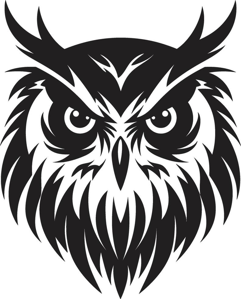 Dark Owl Silhouette Sleek Black Icon for Modern Branding Mystical Nocturne Intricate Logo with Owl Design vector