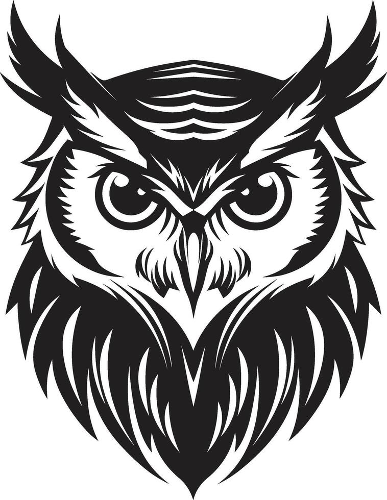 Eagle eyed Wisdom Stylish Illustration with Owl Design Shadowed Owl Graphic Chic Black Icon with a Modern Twist vector