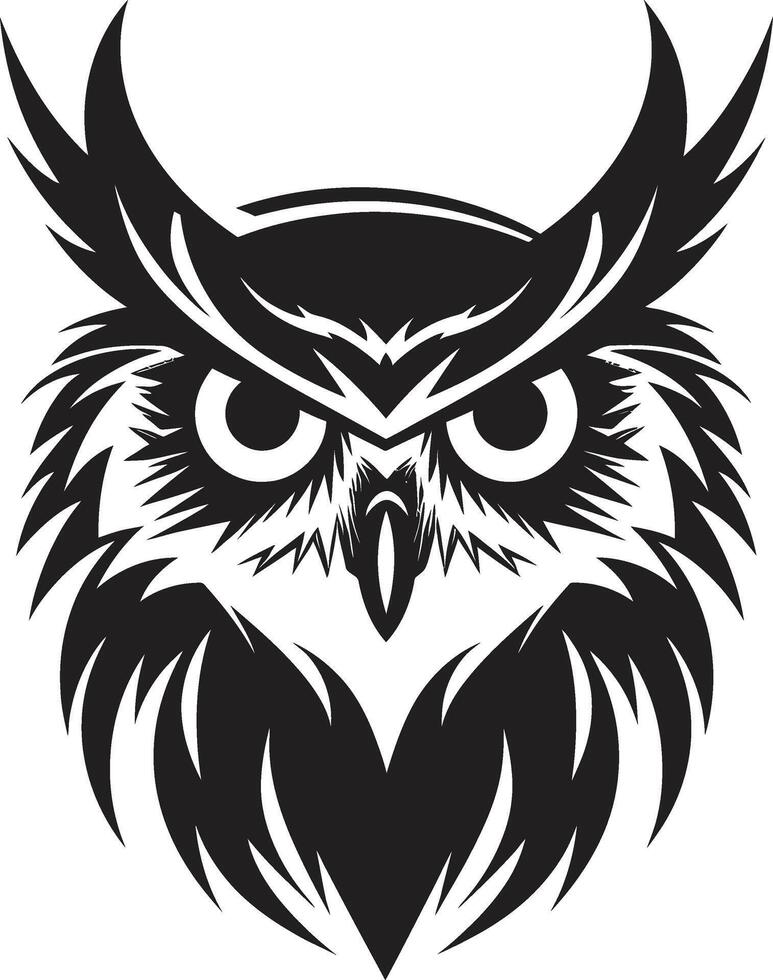 Mystical Nocturne Intricate Black Emblem with Owl Illustration Night Vision Elegant Logo with Noir Black Owl Design vector