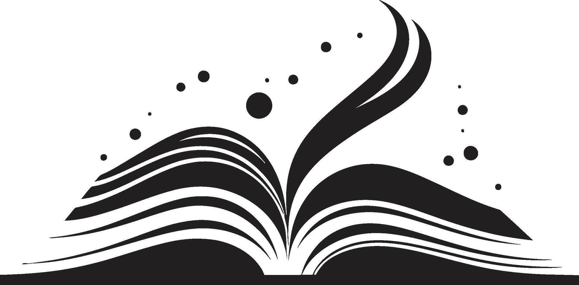 Book Essence Intricate Logo with Modern Noir Touch Pages Unleashed Chic Black Icon Illustration with Open Book Design vector