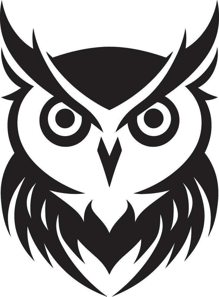 Wise Guardian Chic Black Icon with Elegant Owl Emblem Nocturnal Guardian Emblem Sleek Owl Logo Design vector