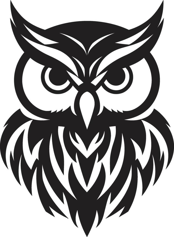 Wise Guardian Emblem Contemporary Art with Owl Design Contemporary Owl Silhouette Sleek Black Icon for a Modern Look vector