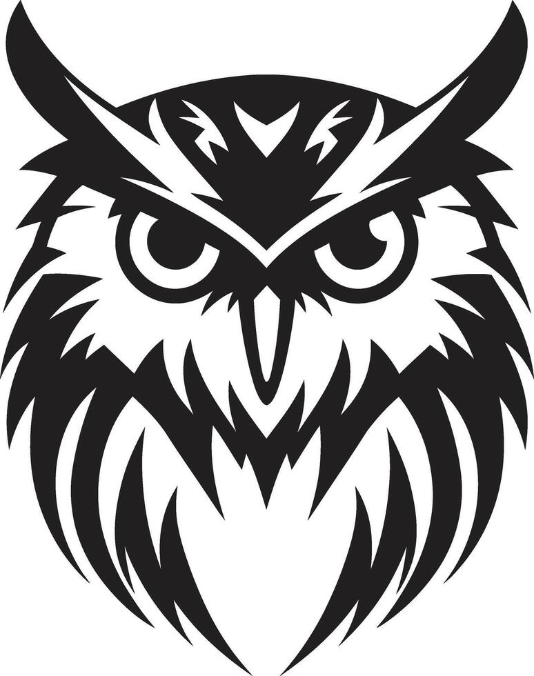 Nocturnal Guardian Emblem Stylish Owl Logo Design Shadowed Owl Graphic Chic Black Emblem with a Modern Twist vector
