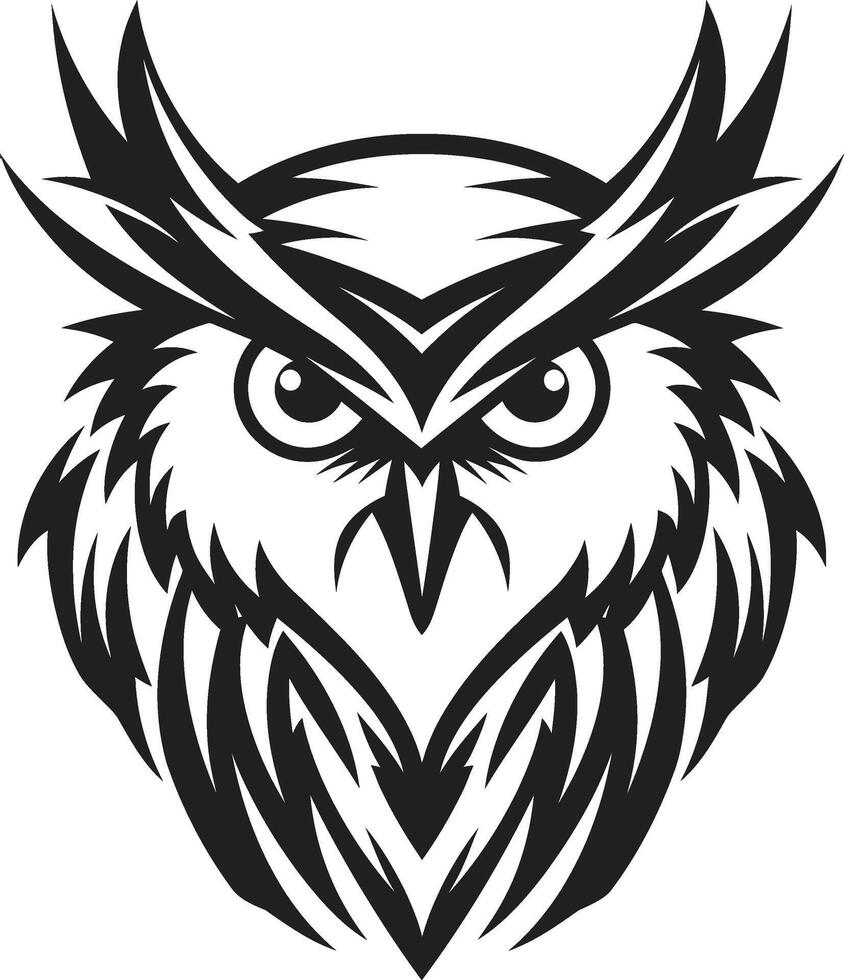 Shadowed Owl Graphic Chic Logo for a Captivating Brand Image Night Watch Noir Inspired Black Icon with Owl Illustration vector