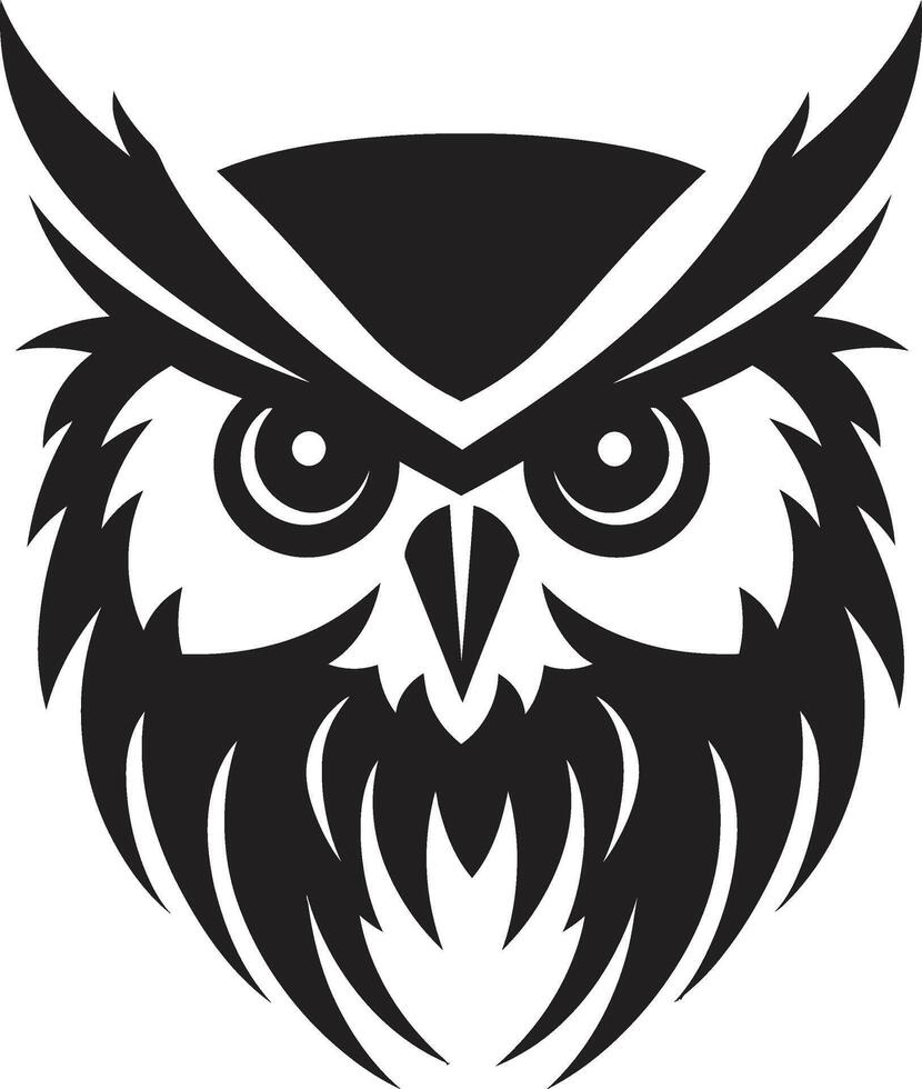 Mystical Nocturne Elegant Black Emblem with Owl Design Shadowed Owl Graphic Chic Logo for a Captivating Brand Image vector