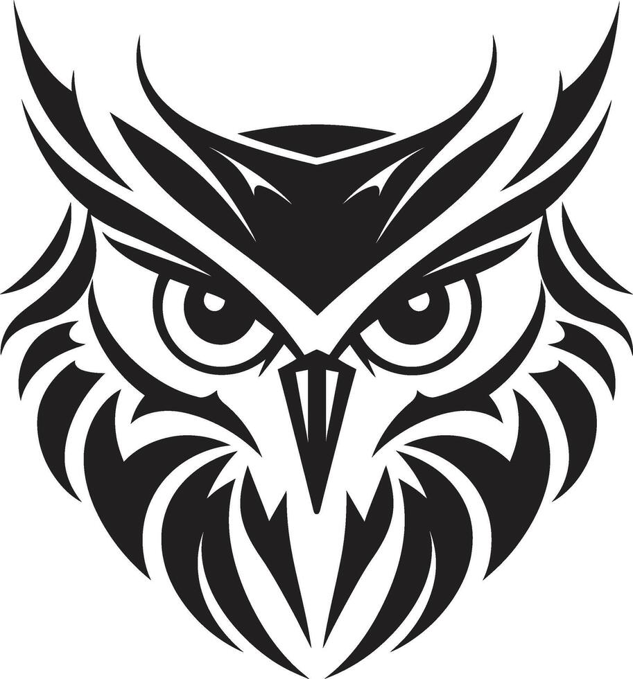 Night Vision Stylish Art with Elegant Owl Emblem Eagle eyed Insight Intricate Black Icon Design for Modern Branding vector