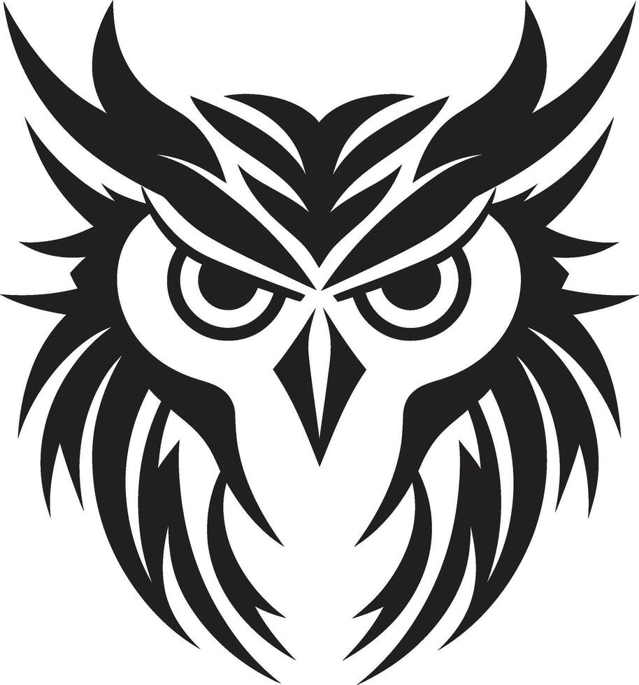 Eagle eyed Insight Intricate Black Icon for Modern Branding Moonlit Owl Graphic Contemporary Logo for a Captivating Look vector