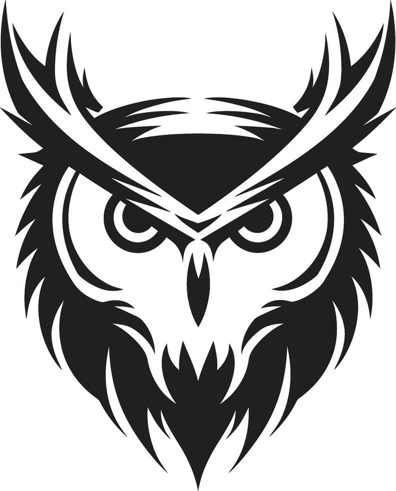 Night Watch Sleek Owl Icon Illustration in Noir Black Eagle eyed Wisdom Noir Inspired Owl Logo Design for a Captivating Brand Image vector