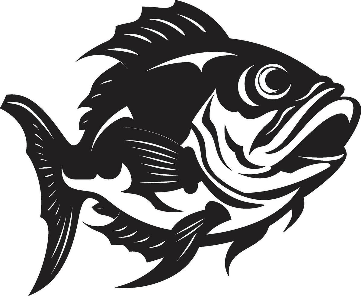 Fierce Water Beast Emblem Minimalistic Logo in Noir Black Jaws of Danger Elegant Black Logo Design with Sleek Piranha vector