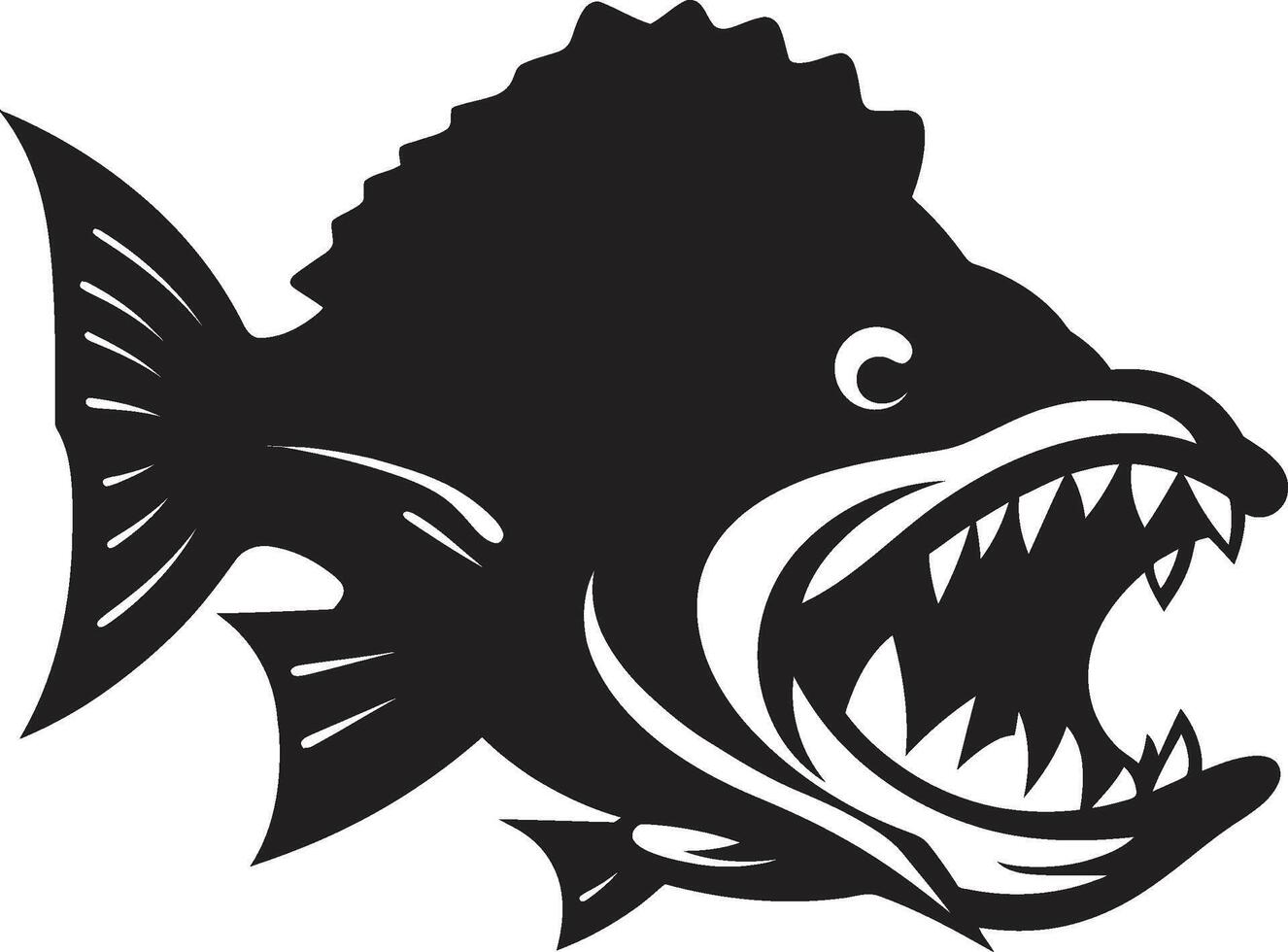 Jaws of Chaos Chic Black Icon with Elegant Piranha Design Toothy Terror Intricate Logo for a Captivating Brand Identity vector