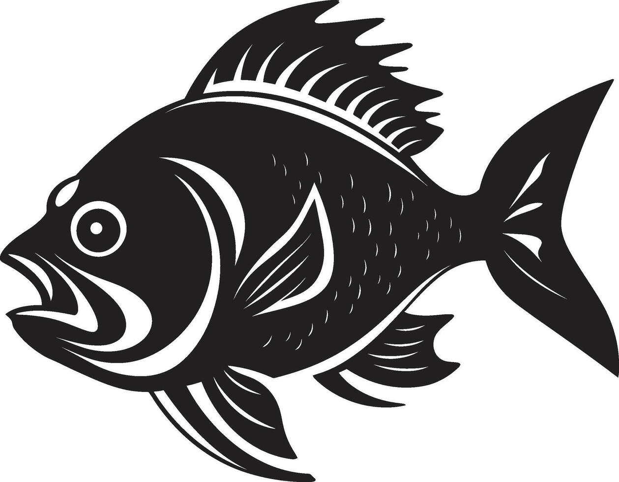Fierce Water Beast Chic Logo Design with Modern Piranha Art Menacing Predator Intricate Black Icon for a Captivating Brand Identity vector