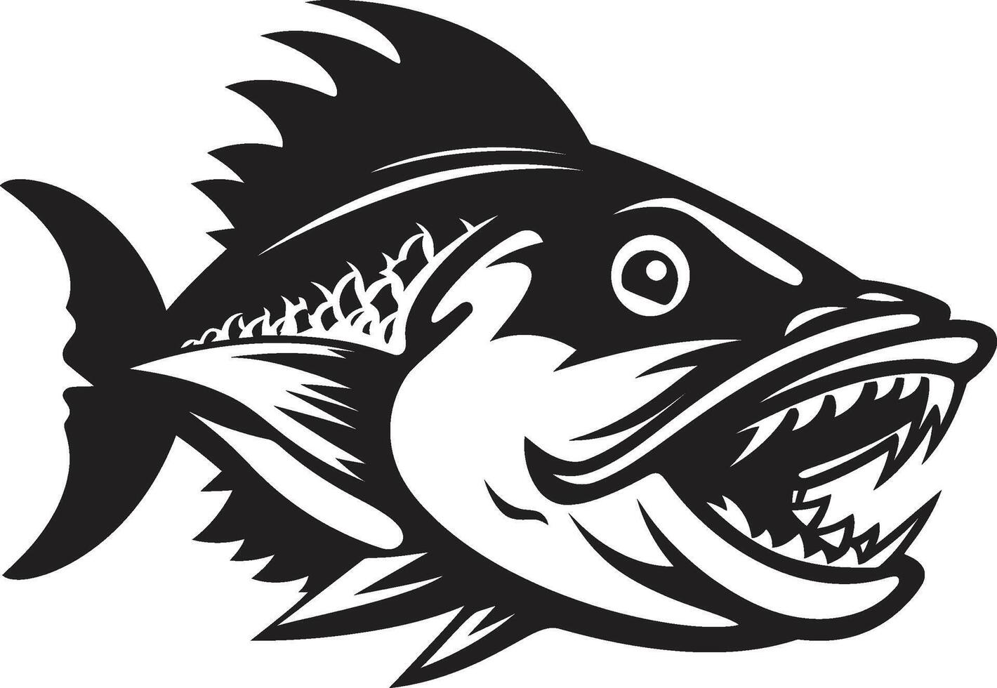 Ferocious Fins Minimalistic Logo for a Captivating Look Jaws of Danger Intricate Black Icon with Noir Inspired Piranha vector