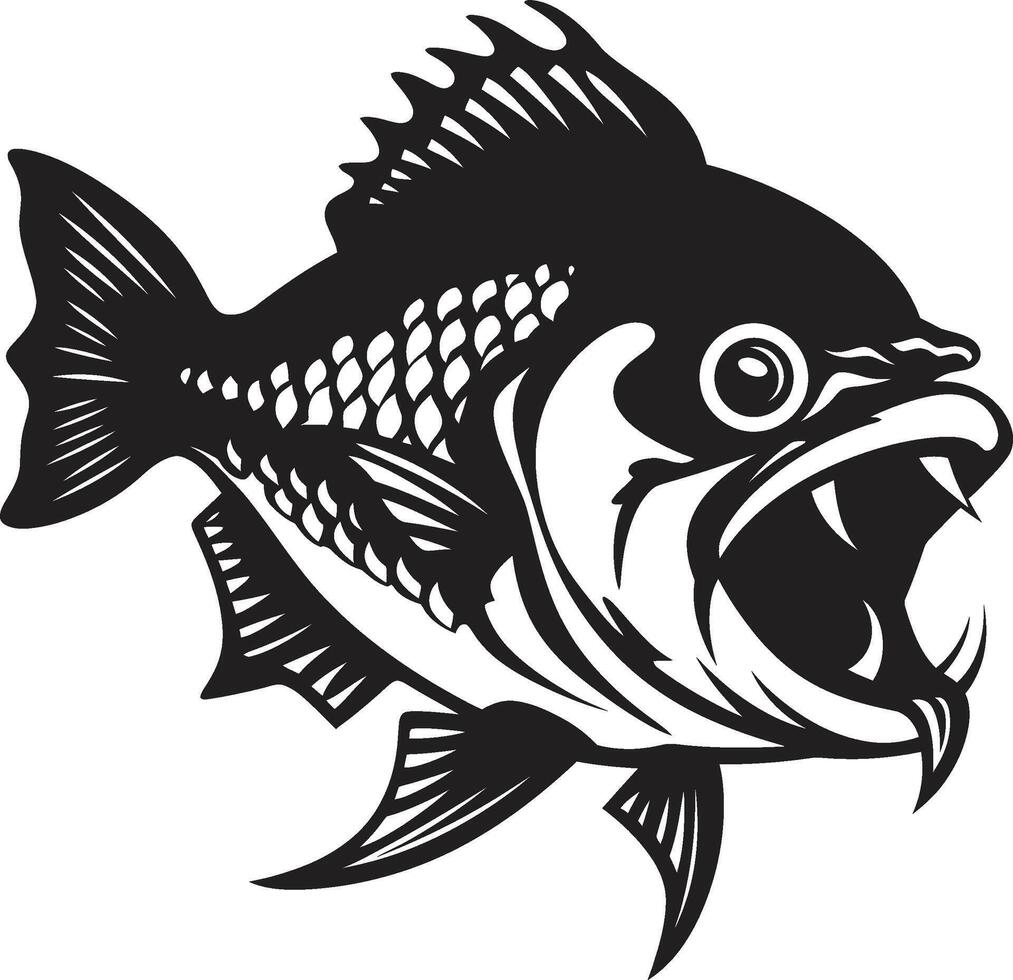 Toothy Threat Elegant Black Logo Design with Stylish Piranha Art Menacing Predator Emblem Contemporary Icon for a Captivating Brand vector