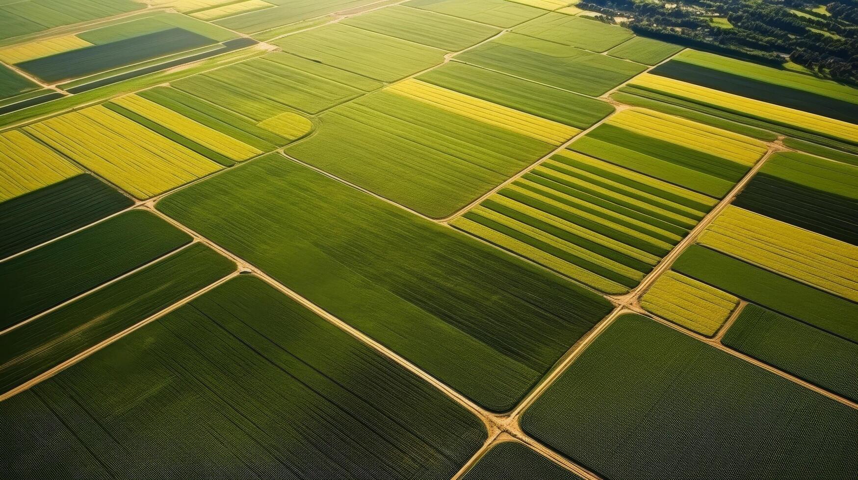Overhead view single crop field geometric lines photo