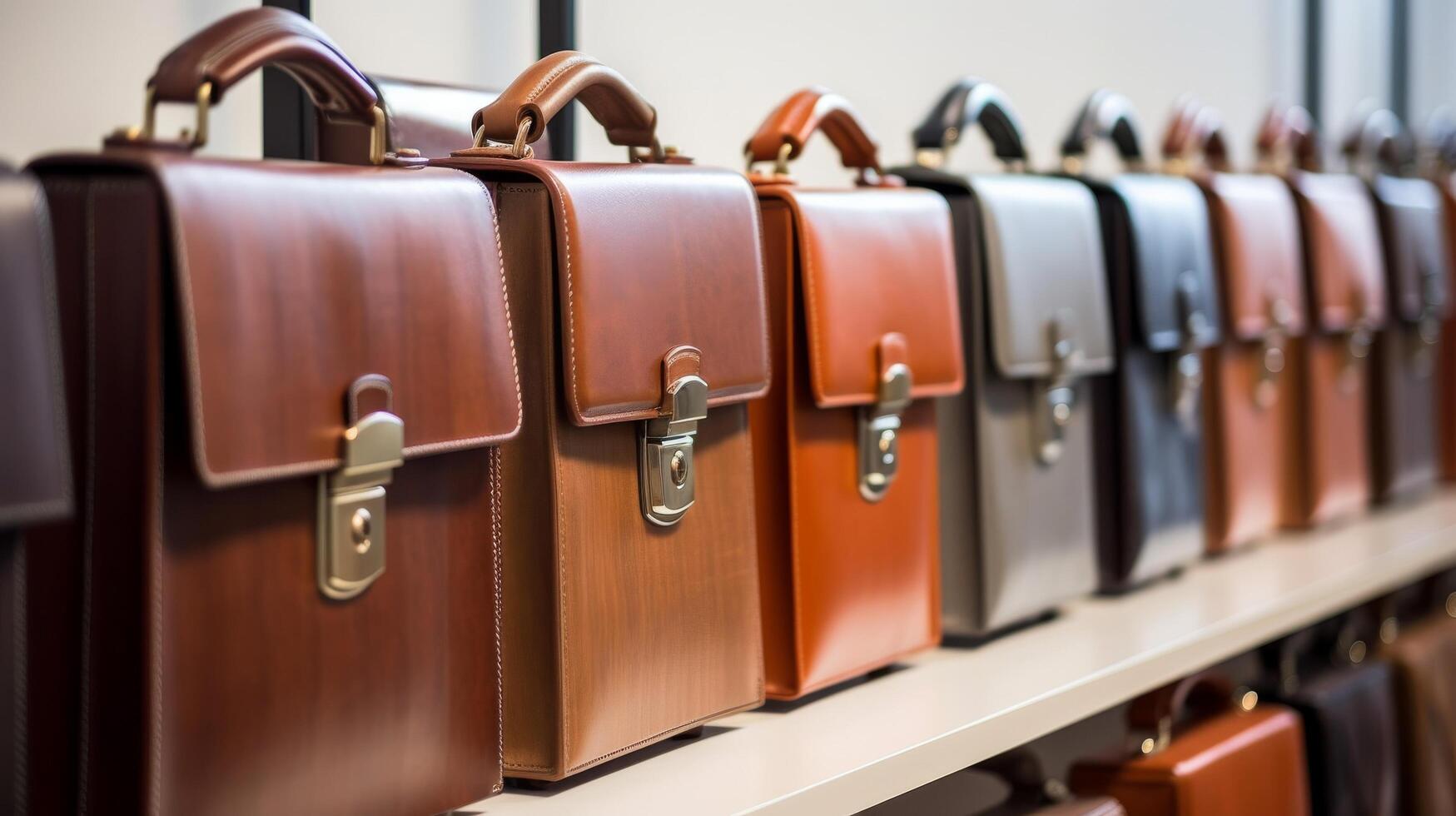 Lineup of elegant briefcases for men photo